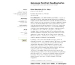 Genessee Pomfret Reading Series